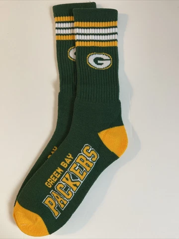 Green Bay Packers Adult Socks FBF 4-Stripe 1 Pair- Large New Free Ship (D) Cover