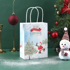200x Sacchetti Tradizionali Natale Babbo Natale Pupazzo di Neve Cervo Festa Confezione Natale Sacchetto di Carta - Foto 1 di 12