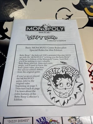 Betty Boop Monopoly Replacement Pieces Instructions   A7 - Image 1 of 3