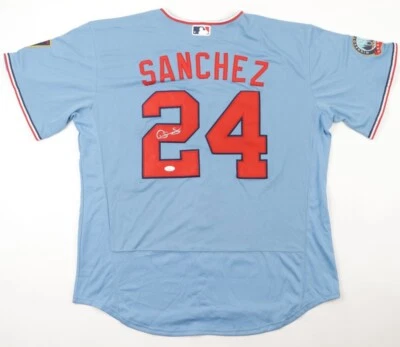 Camiseta deportiva firmada por Gary Sánchez Minnesota Twin Throwback (JSA COA) 2x All Star Catcher Foto 1 de 4
