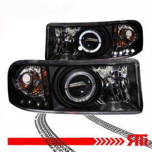 Black Projector Headlights Corner Halo 94-01 Dodge Ram Truck 1500 2500 3500 - Picture 1 of 3