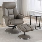 GFA Biarritz Swivel Recliner Chair & Matching Footstool in Grey PU Plush