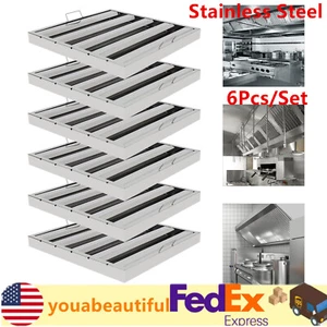 20"X20" Gewerbliche Haubenfilter 6 Stück Edelstahl Haube Fettfilter Leitblech - Bild 1 von 15