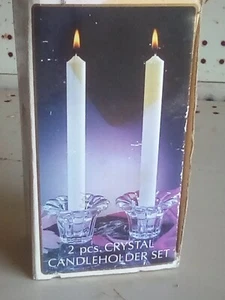 Candlestick Holders Vintage Borgonovo Queen Crystal Candleholder set new in box - Picture 1 of 8