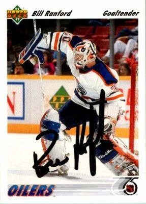 Bill Ranford Edmonton Oilers Hand Signed 1991-92 UD Hockey Card #117 NM-MT - Image 1 of 4
