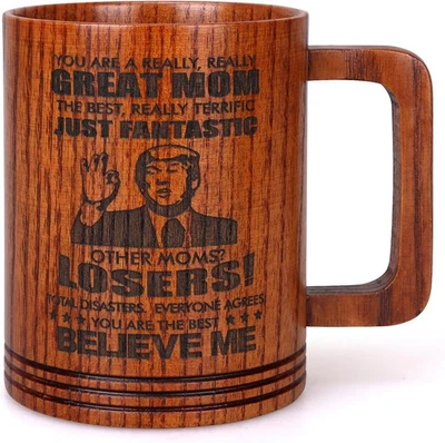 Tazas de café para mamá regalos para mamá de hija hijo taza de cerveza de madera única Acción de gracias Foto 1 de 3