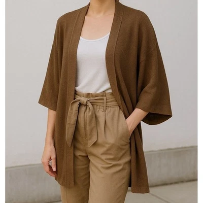 Cárdigan kimono de lino Lauren Ralph Lauren talla XL tejido neutro minimalista SIN CINTURÓN Foto 1 de 4
