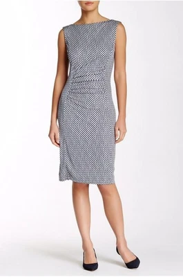 NUEVO CON ETIQUETAS $350 Vestido Tory Burch Viviane 100% Seda M Lavanda Lunares Frente Acanalado Foto 1 de 4