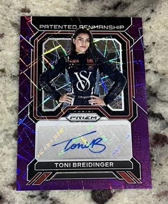 2023 Panini Prizm Racing Toni Breidinger Patented Penmanship Purple Pulsar 93/99 - Image 1 of 2