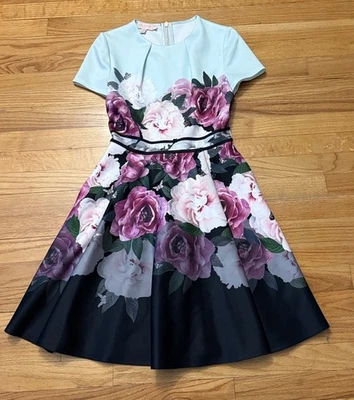 Ted Baker Wilmana Magnificent Floral Skater Dress Size 1 US 4 - Image 1 of 4