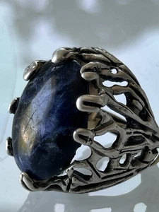Vintage Sterling Silver Ring w/ Bluish Purple Stone – 18g – Estate Find - Picture 1 of 11