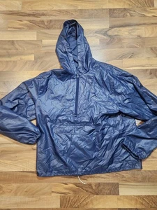 Giacca a vento vintage Izod Lacoste L blu navy con cappuccio giacca anorak confezionabile - Foto 1 di 9
