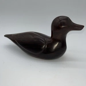 Vtg MCM Hand-Carved Ironwood Duck Decoy Wooden Bird Sculpture Figurine - Picture 1 of 12