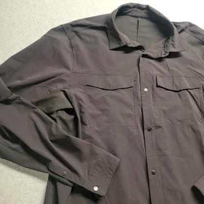 Рубашка мужская Lululemon большая на пуговицах эластичная с длинным рукавом черная - Изображение 1 из 4