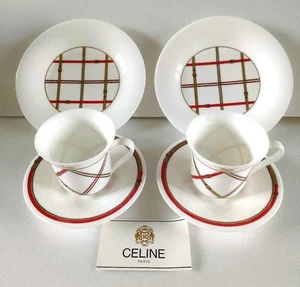 Juego de tres pares de platos platillos taza patrón cinturón hebilla CELINE - Imagen 1 de 10