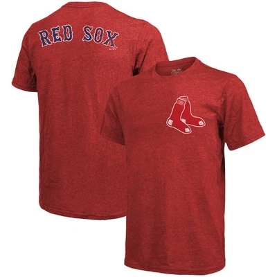 Men's Majestic Threads Red Boston Red Sox Throwback Logo Tri-Blend T-Shirt - Image 1 of 3