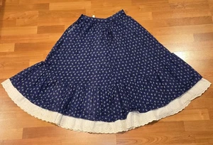 VTG GUNNE SAX STYLE PRAIRIE BLUE FLOWERS RUFFLE BOHO COTTAGE SKIRT SIZE 11-12 - Picture 1 of 13