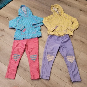 2 Girl Toddler Pink and Purple Hearts Size 4T UV Skinz Long Sleeve Top and Pants - Picture 1 of 7