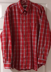 Ivy Crew Classics Red Plaid Cotton Flannel Long Sleeve Button Up Shirt Size L - Picture 1 of 3