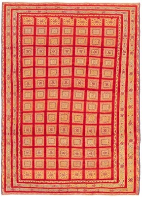 Alfombra geométrica tradicional anudada a mano alfombra de lana oriental de 6'3" x 8'8" Foto 1 de 4