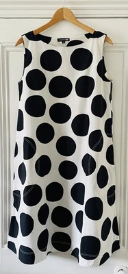 Marimekko X Uniqlo Womens Black & White Spotted Sleeveless Dress M UK 12 EU 40 - Image 1 of 4