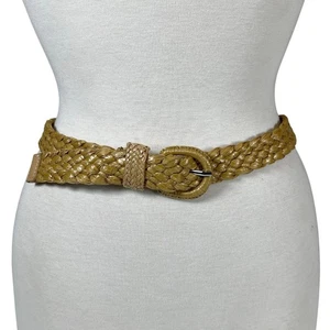 Nine West Rafia Belt Braided Round Buckle Tan Straw Women's XL - Picture 1 of 4
