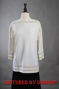 Túnica tejida St John Knits mezcla metálica blanca y dorada talla P nueva con etiquetas precio de venta sugerido por el fabricante $920 - Imagen 1 de 2