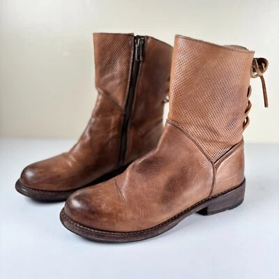 Bota de montar Bed Stu Newark para mujer 6,5 guante tostado cuero envejecido con cordones en la espalda Foto 1 de 4