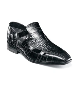 Stacy Adams Men's Calvino City Sandal Flat Black Leather 25577-001 - Picture 1 of 7