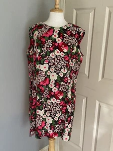 Vintage 60s 70s Mod Psychedelic Floral Short Sleeve Mini Dress Go Go Boho L/XL - Picture 1 of 6