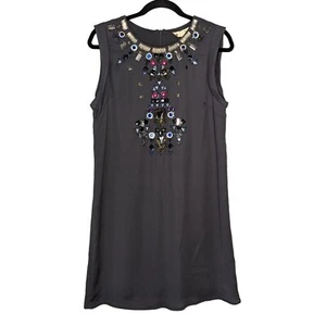 YUMI sleeveless colorful sequin beaded glittery dark gray summer mini dress 6 8 - Picture 1 of 7