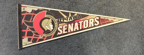1990 Arena Hung OTTAWA SENATORS Full Size Pennant W/Backing Vintage NHL Cover