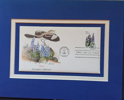 Texas State Bird Mockingbird Bluebonet Stamp first day cover 1982 - Image 1 of 4