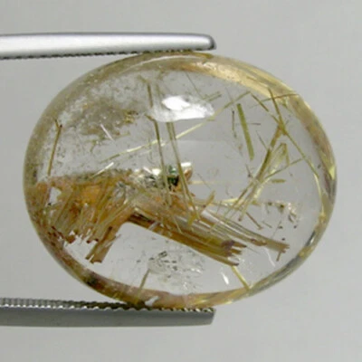 32.62 ct SHIMMERING RARE UNTREATED  NATURAL RUTILE QUARTZ CABOCHON  See Vdo No 3 - Image 1 of 2