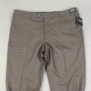 Pantalones Nordstrom Para Hombres 38 Marrón Lana a Cuadros Regular Recto Dobladillo Sin Acabado Nuevos con Etiquetas - Imagen 1 de 8