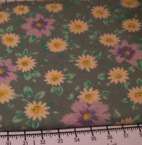 Fabric Vintage Burlap ? Solid Beige Background Floral Print 3 yds - Picture 1 of 6