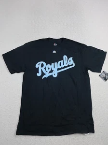 Majestic Men's T Shirt Size Large Kansas City Royals MLB 4 Gordon Black Cotton - Picture 1 of 5