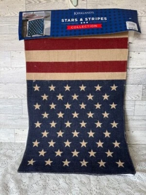 Kirkland's Home Furnishing 4th Of July Americana Burlap Table Runner 72" x 13" - Image 1 of 4