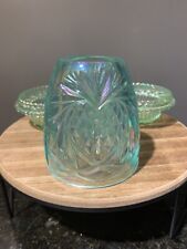 Fenton Art Glass Pineapple Heart Iridescent Aqua Teal Blue Fairy Lamp Mix Lot