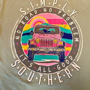 Simply Southern Youth Medium Long Sleeve- "No Road No Problem- It's All Good" - Picture 1 of 11