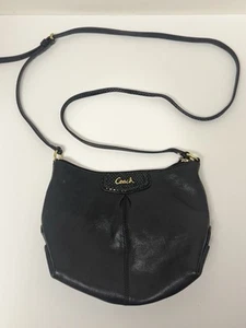 COACH Ashley Crossbody Handbag Black Leather & Snake Skin Leather EUC - Picture 1 of 9