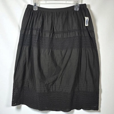 Старый темно-черный отверстие ярусный Midi юбка женщин средний хлопок новый с ярлыками - Изображение 1 из 4