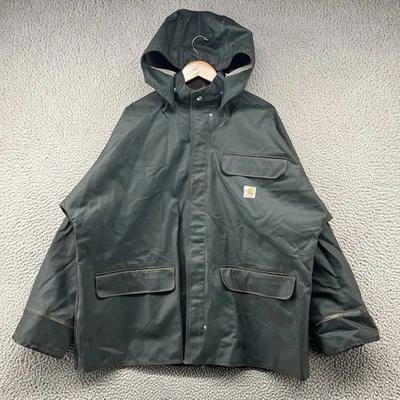 Carhartt PVC Surrey Jacket Mens Large Green Fishing Rain Coat Waterproof Work - Image 1 of 4