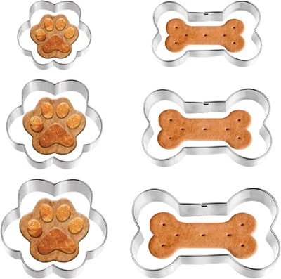 Keksausstecher Hund 6 Stück Edelstahl Pfote Knochen Prägeform Backen Basteln - Bild 1 von 4