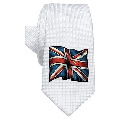 'Waving Union Jack Flag' White Tie / Necktie with Gift Box (AT00020502) - Image 1 of 4