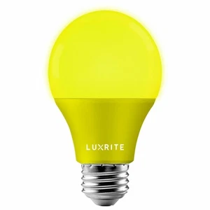 Luxrite A19 Yellow LED Bug Light Bulb 60W Equivalent E26 Base Indoor Outdoor - Picture 1 of 6
