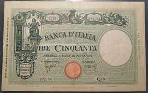ITALIA 50 LIRE 31/03/1943 MBC - Picture 1 of 2