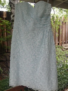 Davids Bridal Lace Dress Pale Blue  Knee Length 8 - Picture 1 of 5