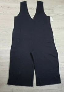 BP Jumpsuit schwarz Strick Damen Größe XXL tiefer V-Ausschnitt weites Bein Oversize - Bild 1 von 6
