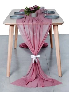 MDS 10 Pack 14ft Chiffon Table Runner 29 x170 Inches Sheer Romantic Rustic Ta... - Picture 1 of 6